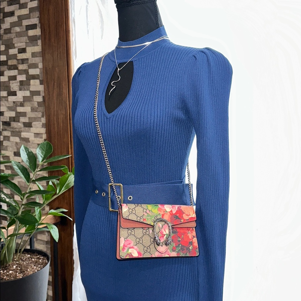 Authentic Gucci Dionysus Blooms Mini GG Supreme Chain Wallet Floral